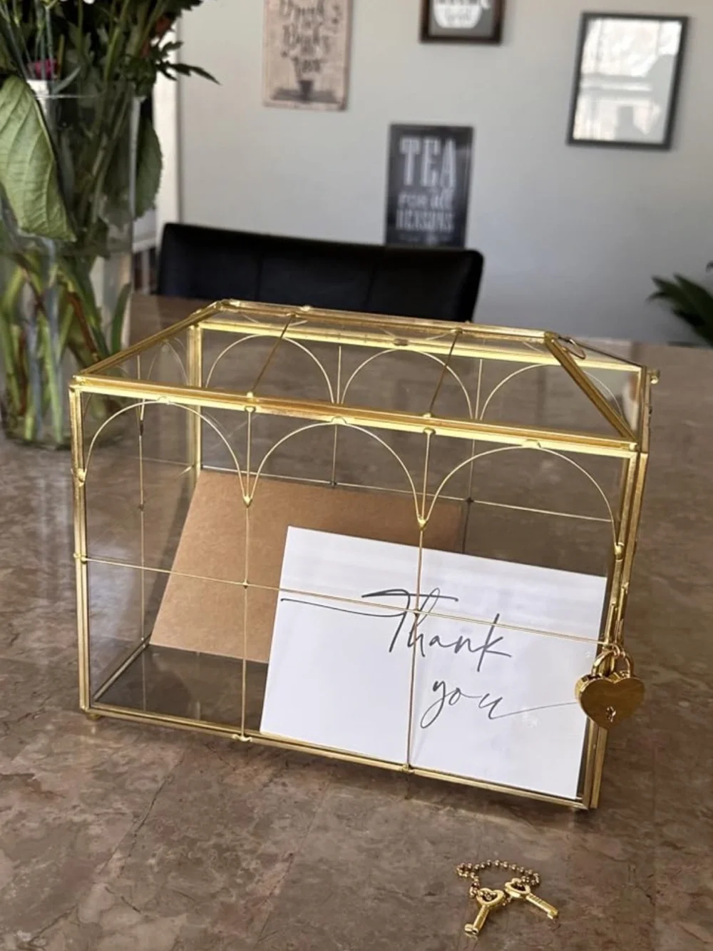 Gold Glass Wedding Card Display Box